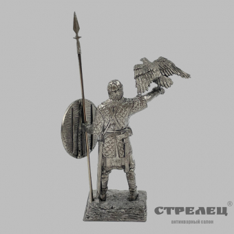 картинка — оловянный солдатик «викинг - хольдар с вороном 9 - 10 век»